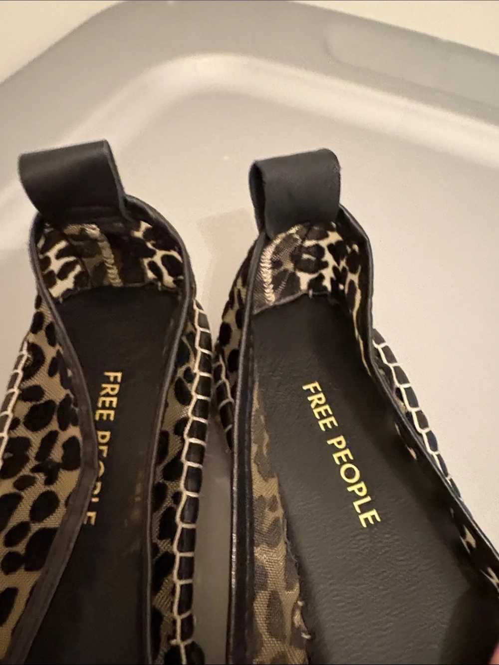 Free People Leopard Print Espadrille Flats - Black & Tan